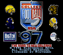 College Football USA '97 - The Road to New Orleans (USA) Title Screen